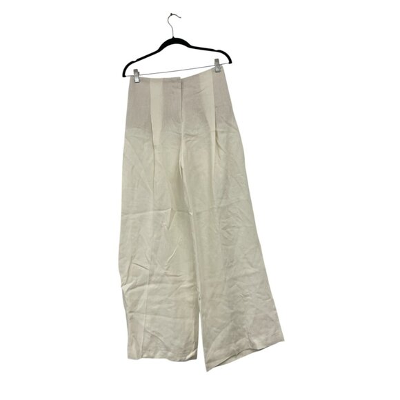 Zara Womens Pants Trousers Small White Pleated Wide Leg Linen Blend 2927/586 NWT - Picture 1 of 15